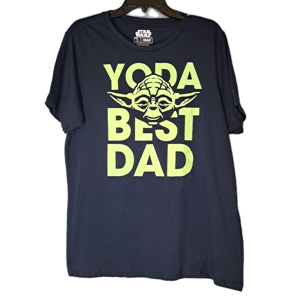 Star Wars Yoda Best Dad T Shirt Mens Large Navy Blue Fathers Day Graphic Tee
